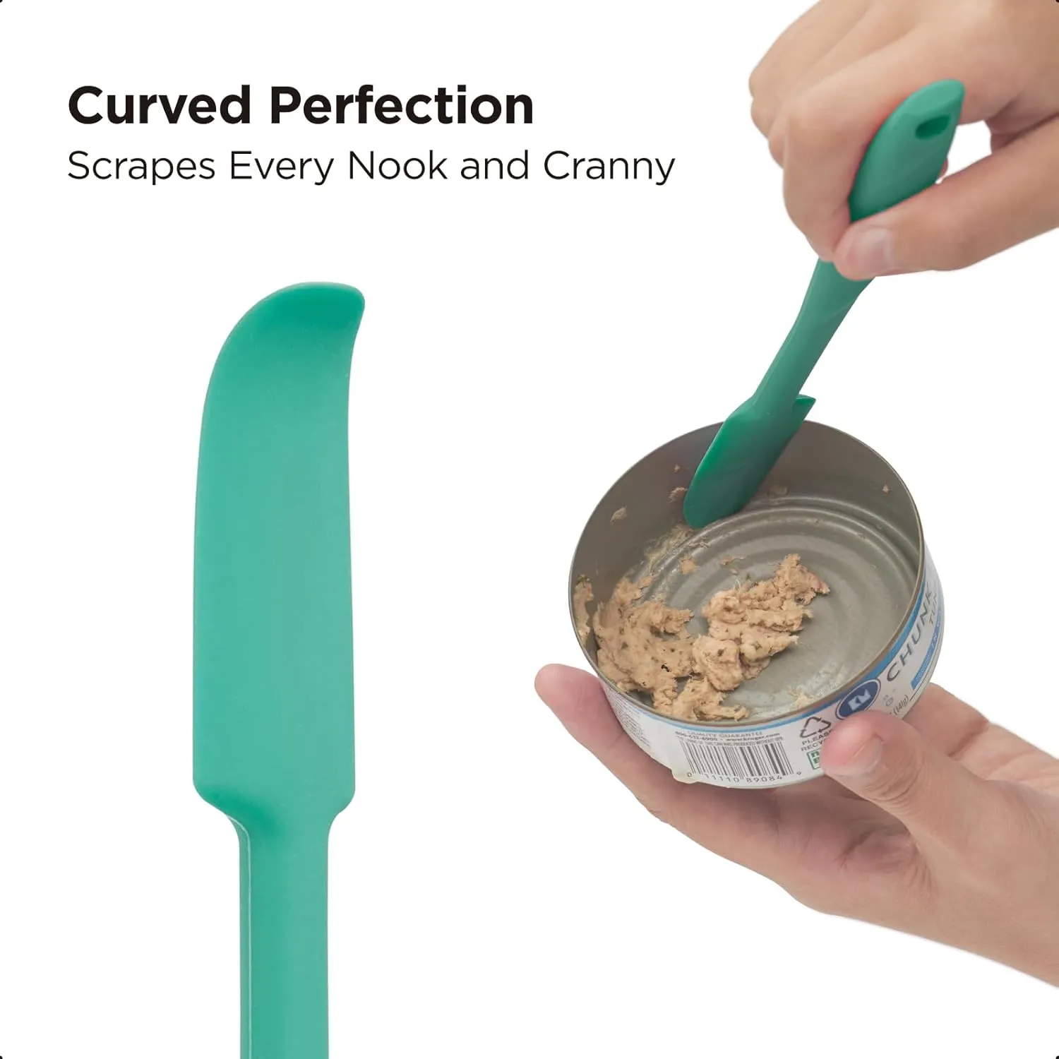 Kitchen Mama WaltzGrip Platinum Silicone Jar and Can Spatula Set: Heat-Resistant, Dishwasher Safe, Ergonomic Grip, Perfect for Mixing and Scraping, Nonstick Cookware (Teal)