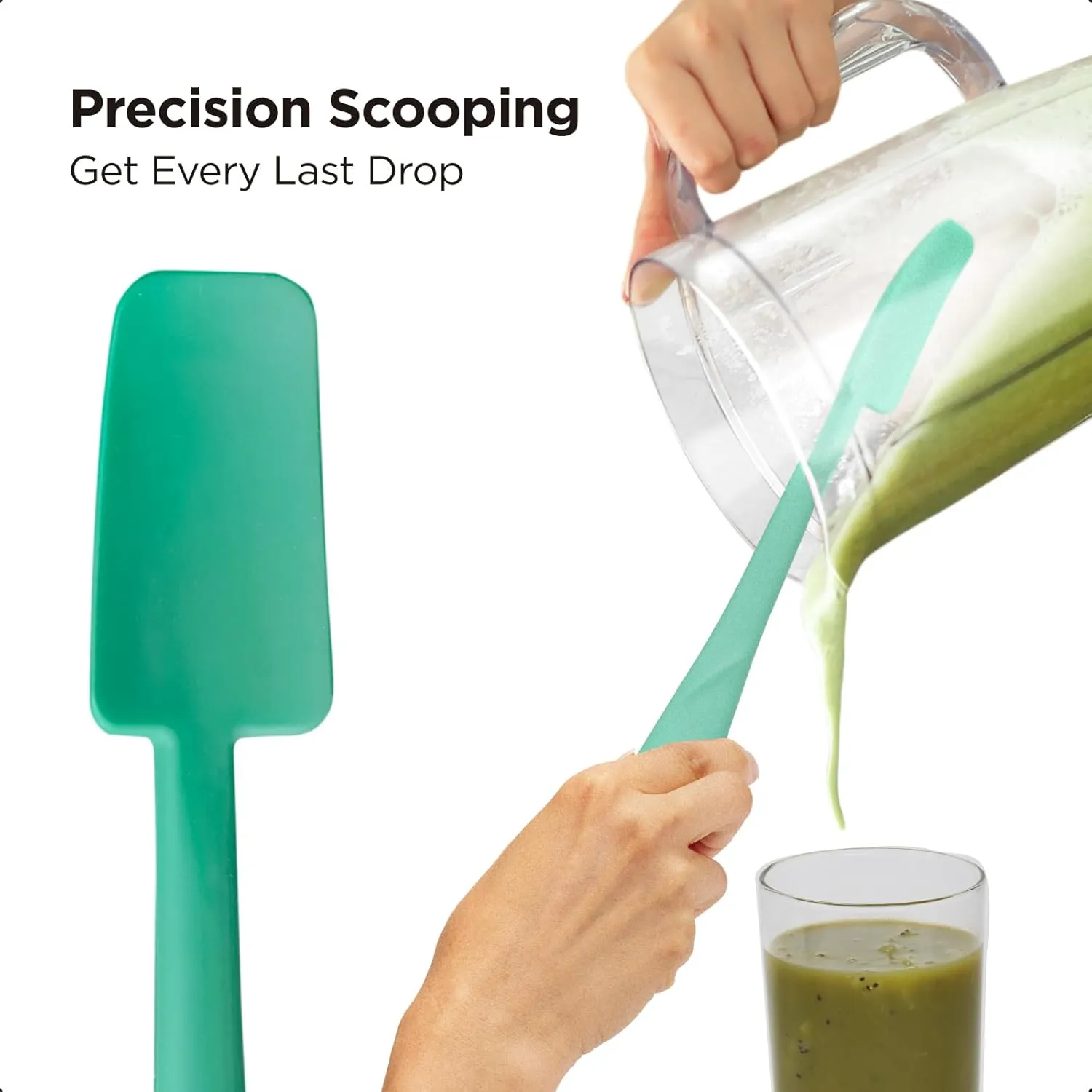 Kitchen Mama WaltzGrip Platinum Silicone Jar and Can Spatula Set: Heat-Resistant, Dishwasher Safe, Ergonomic Grip, Perfect for Mixing and Scraping, Nonstick Cookware (Teal)
