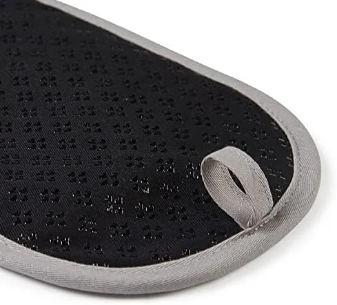 KitchenAid Asteroid Oven Mitt Set, 7"x12.5", Black, 2 Piece & Asteroid Pot Holder 2-Pack Set, Black, 6.5"x10"