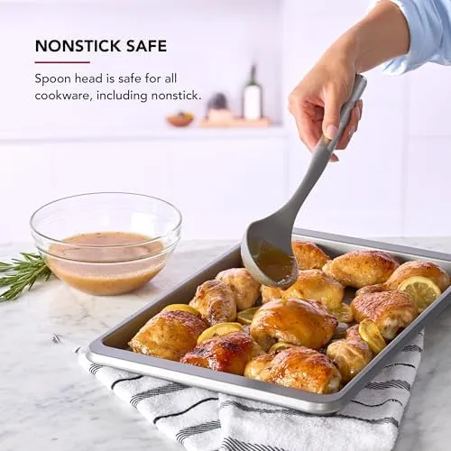 KitchenAid Basting Spoon with Stainless Steel Handle, Nonstick Safe, Ideal for Basting, Stirring, and Serving, Durable and Dishwasher Safe