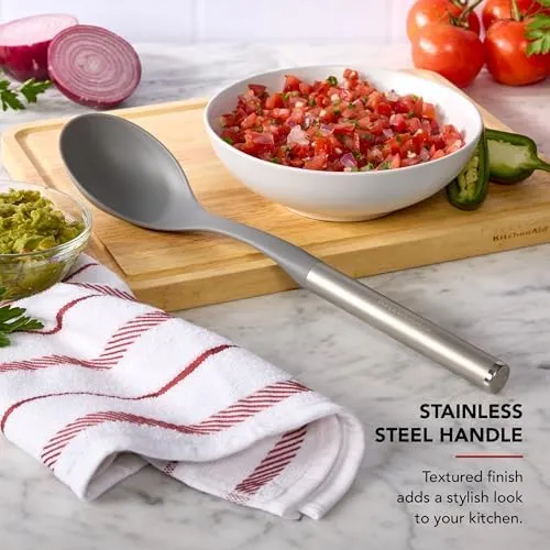 KitchenAid Basting Spoon with Stainless Steel Handle, Nonstick Safe, Ideal for Basting, Stirring, and Serving, Durable and Dishwasher Safe