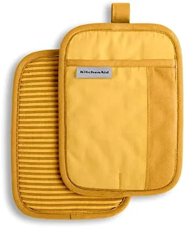 KitchenAid Beacon Two-Tone Non-Slip Oven Mitt and Pot Holder Set, Majestic Yellow, 5 Piece
