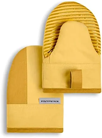 KitchenAid Beacon Two-Tone Non-Slip Oven Mitt and Pot Holder Set, Majestic Yellow, 5 Piece