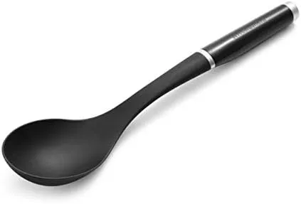 KitchenAid Classic Slotted Turner, One Size, Black 2, 13.66-Inch & KitchenAid KE001OHOBA Classic Solid Turner, One Size, Black 2 & KitchenAid Classic Basting Spoon, One Size, Black