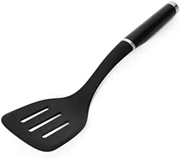 KitchenAid Classic Slotted Turner, One Size, Black 2, 13.66-Inch & KitchenAid KE001OHOBA Classic Solid Turner, One Size, Black 2 & KitchenAid Classic Basting Spoon, One Size, Black