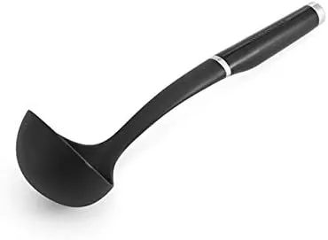 KitchenAid Classic Soup Ladle, One Size, Black 2 & Classic Basting Spoon, One Size, Black 2