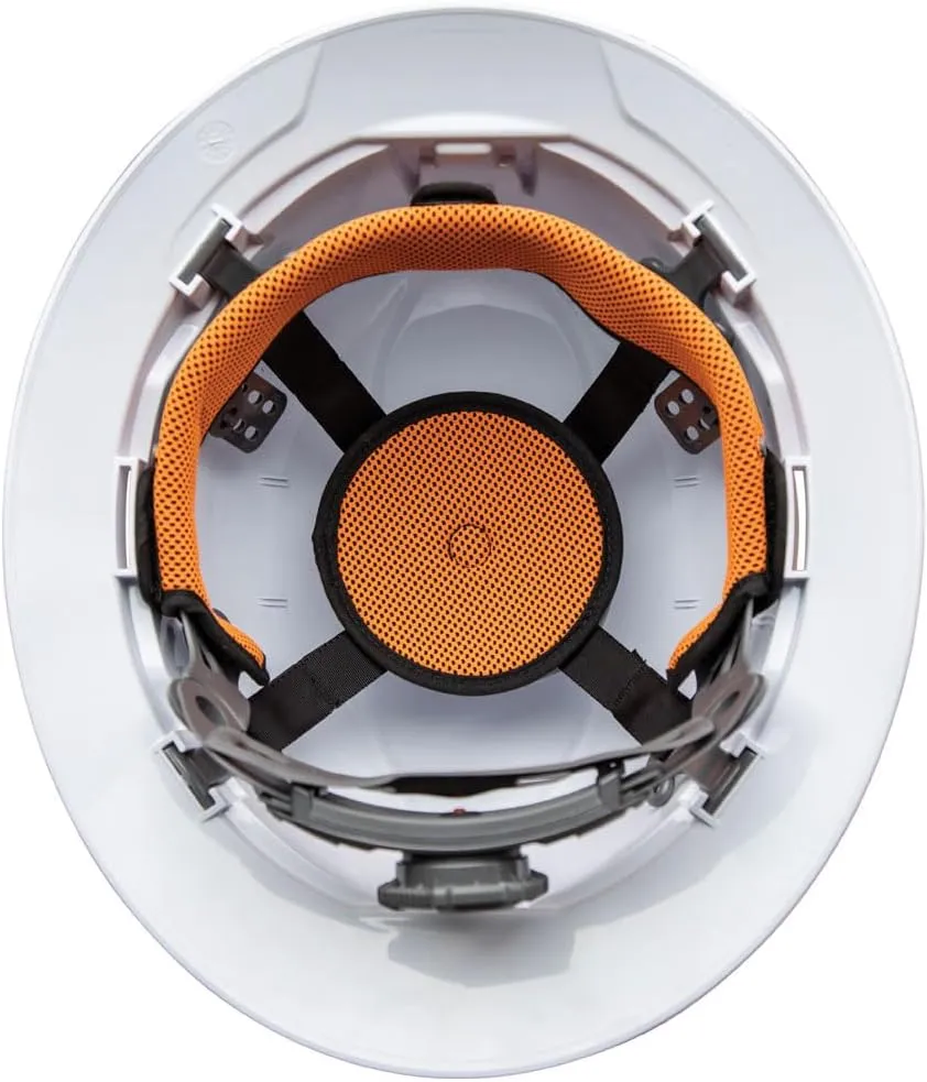 Klein Tools 60406RL Hard Hat, Rechargeable Headlamp, Non-vented, Full Brim Style, Padded Self-Wicking Odor-Resistant Sweatband, Tested up to 20kV, White