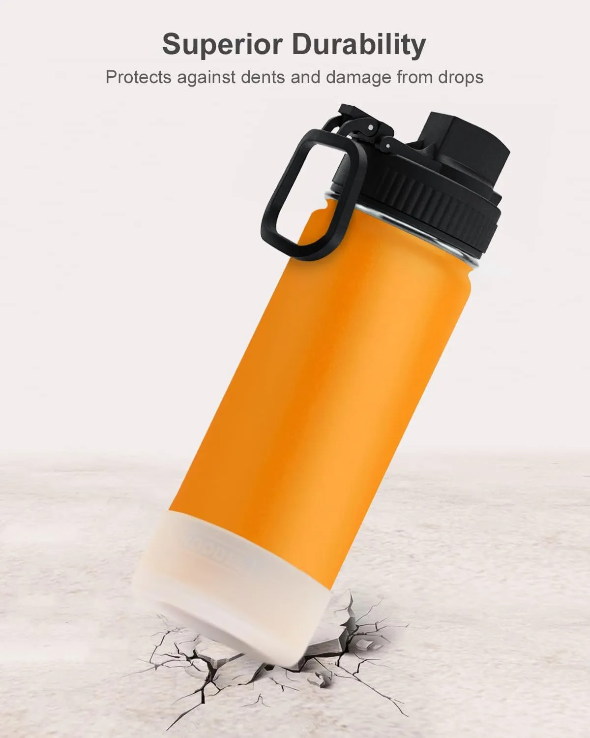 koodee Water Bottle with Straw-16 oz Stainless Steel Double Wall Vacuum Insulated Water Flask Metal Sports Water Bottle for School (Mango Yellow)
