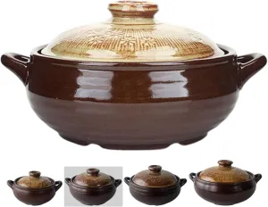 Korean Pot [Buncheong] MUD GLAZE Earthenware Ttukbaegi, Ceramic Clay Cooking Pot Casserole, Heat Resistant Earthen Pot, Zero-Crack Stone Bowl Stockpot Soup Cookware, Pottery Bowl (Small)