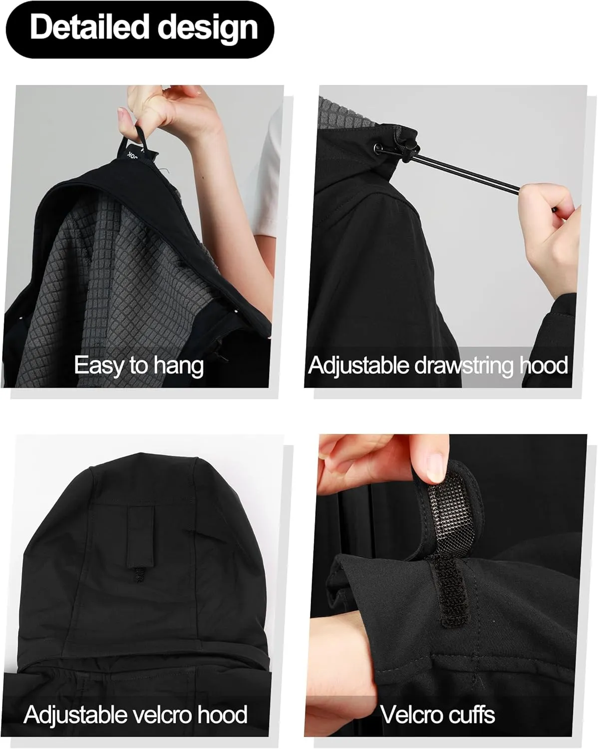 KUTOOK Women's Lightweight Softshell Jacket Fleece Lined Removable Hood with Zipper Pockets for Hiking Running Travel