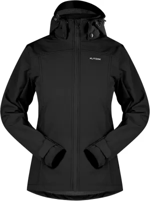 KUTOOK Women's Lightweight Softshell Jacket Fleece Lined Removable Hood with Zipper Pockets for Hiking Running Travel