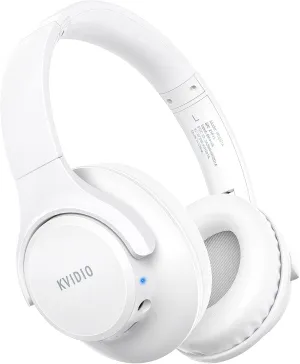 KVIDIO Bluetooth Headphones Over Ear, 65 Hours Playtime Wireless Headphones with Microphone, Foldable Lightweight Headset with Deep Bass, HiFi Stereo Sound for Travel Work Laptop PC Cellphone