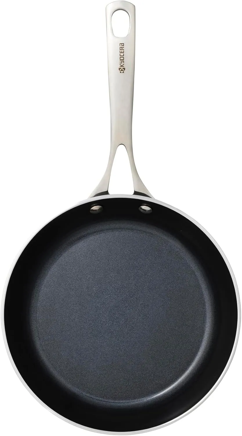 KYOCERA 8",Ceramic Coated Nonstick PFAS Free Fry Pan, Oven-safe up to 400°F, Light weight, Stainless Steel Handle