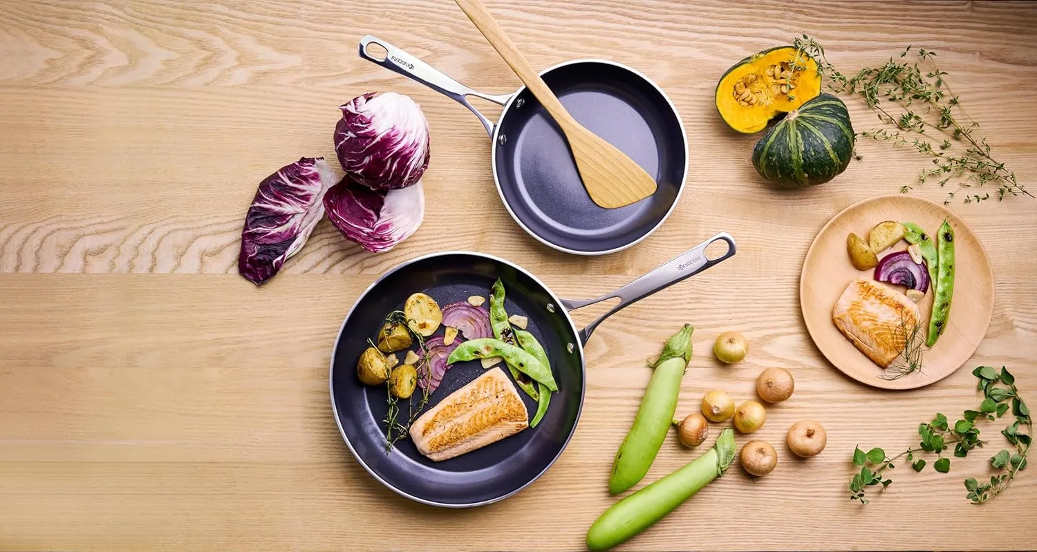 KYOCERA 8",Ceramic Coated Nonstick PFAS Free Fry Pan, Oven-safe up to 400°F, Light weight, Stainless Steel Handle