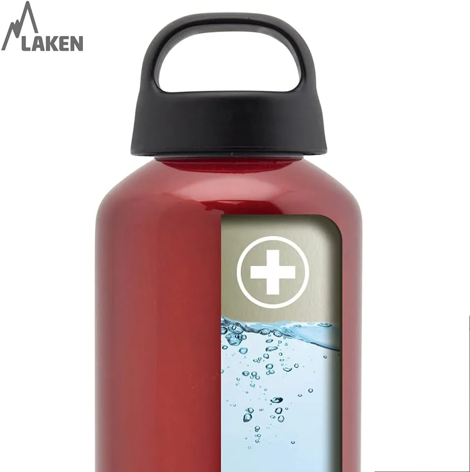 Laken Classic Aluminum Water Bottle, Wide Mouth with Screw Cap and Loop, BPA Free, Made in Spain, 20oz, Granite
