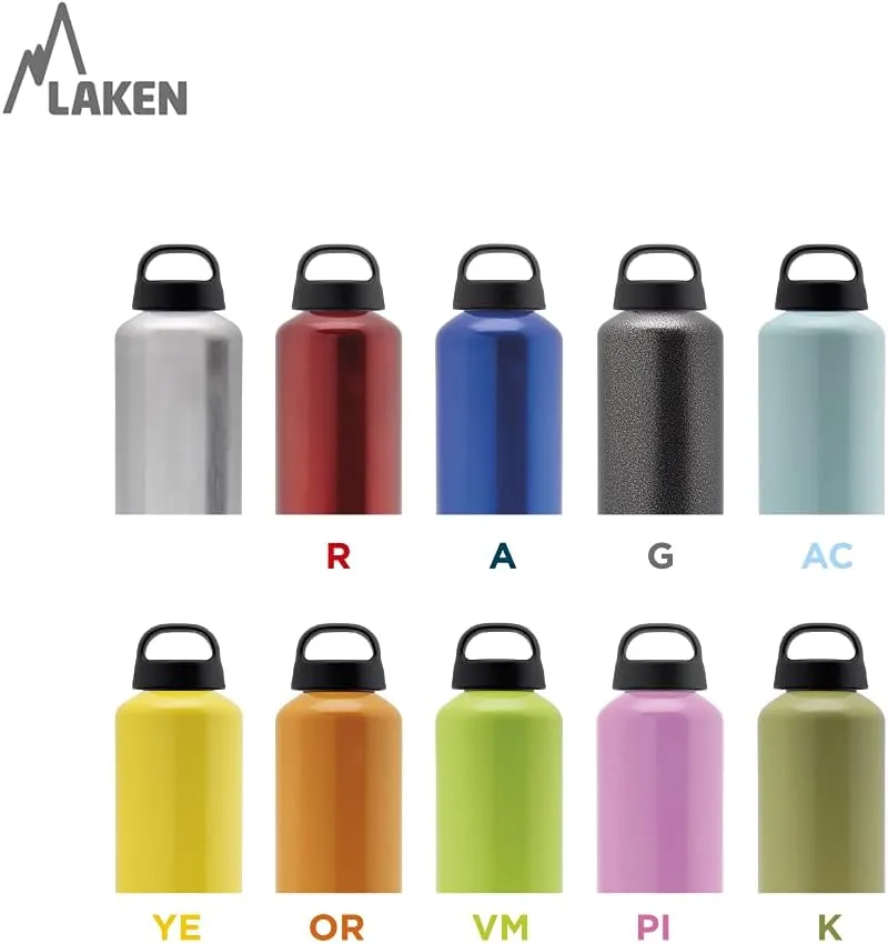 Laken Classic Aluminum Water Bottle, Wide Mouth with Screw Cap and Loop, BPA Free, Made in Spain, 25oz, Granite