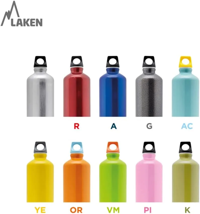 Laken Futura Aluminum Water Bottle - Narrow Mouth, Screw Cap with Loop - Leak-Proof, BPA Free, Made in Spain - 20oz, Light Blue