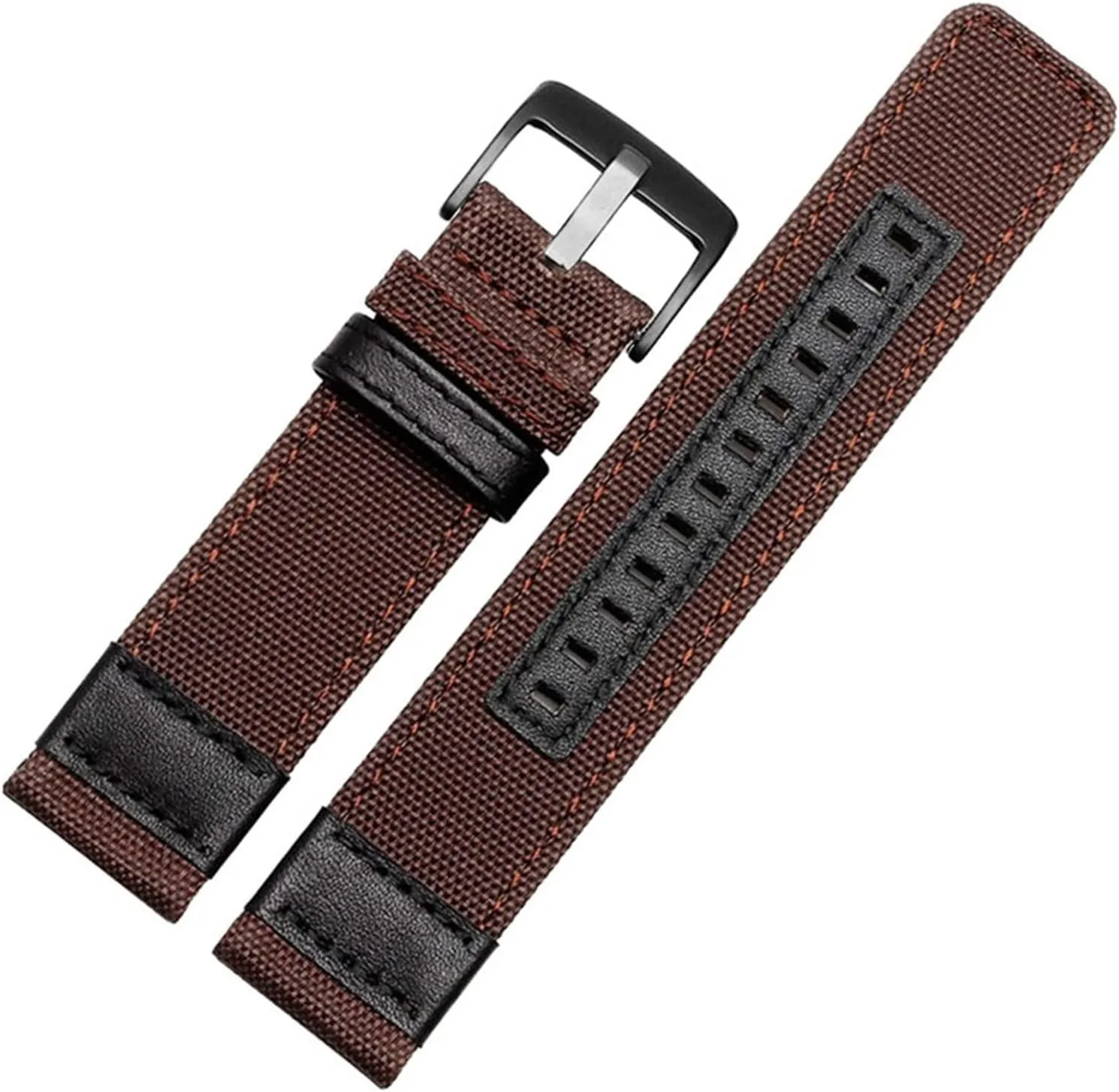 LAnGSHAW Nylon Watchbands Men Sport Strap 20mm 22mm 24mm Black Green Coffee Watch Band Belt Stainless Steel Buckle Clasp Accessories (Band Color : Coffee Black Buckle, Band Width : 22mm)