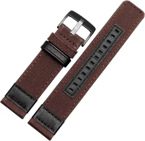 LAnGSHAW Nylon Watchbands Men Sport Strap 20mm 22mm 24mm Black Green Coffee Watch Band Belt Stainless Steel Buckle Clasp Accessories (Band Color : Coffee Black Buckle, Band Width : 22mm)