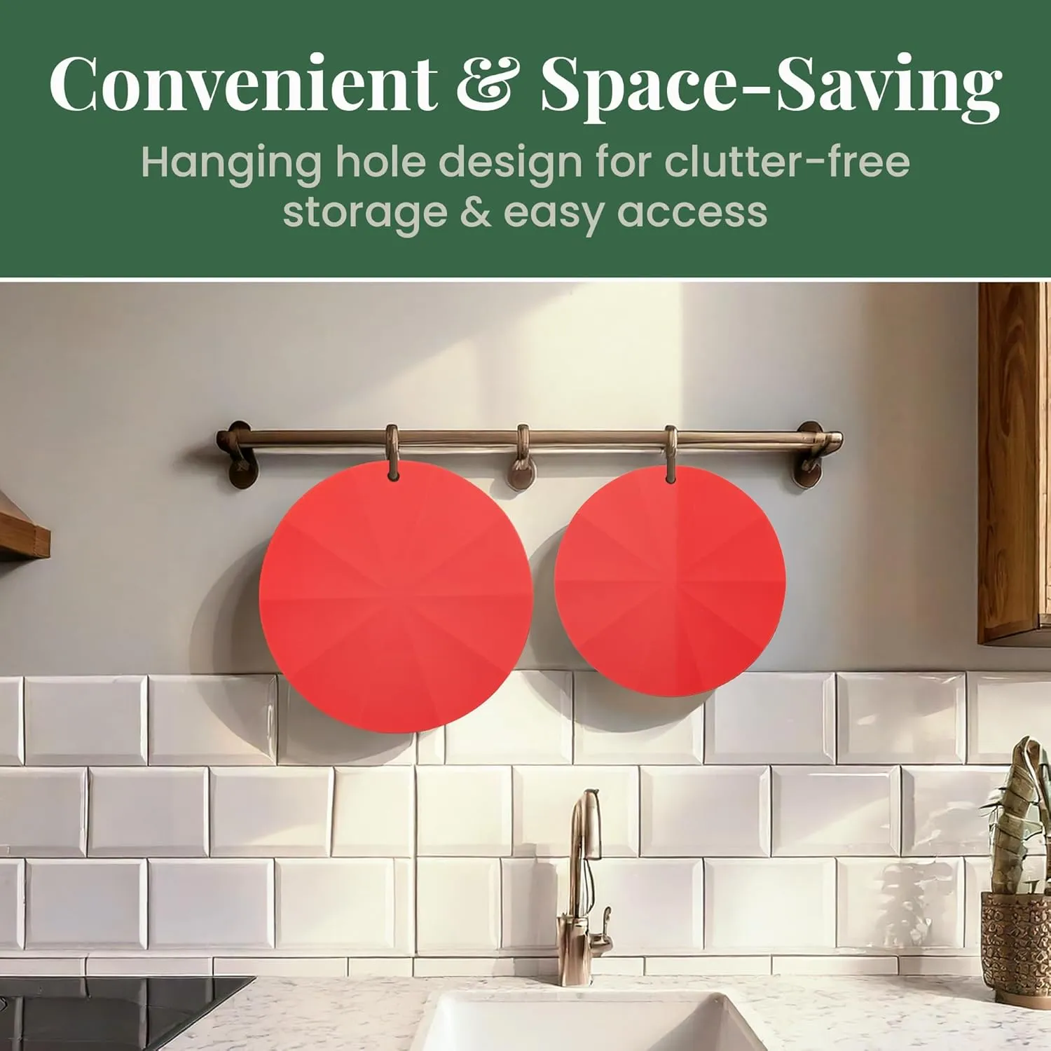 Larder & Vine Silicone Trivets for Hot Pots and Pans | Set of 4 Round Hot Pads for Kitchen | 7” & 9” Trivets for Hot Dishes | Heat-Resistant Silicone Mats for Kitchen Counter | Cabernet