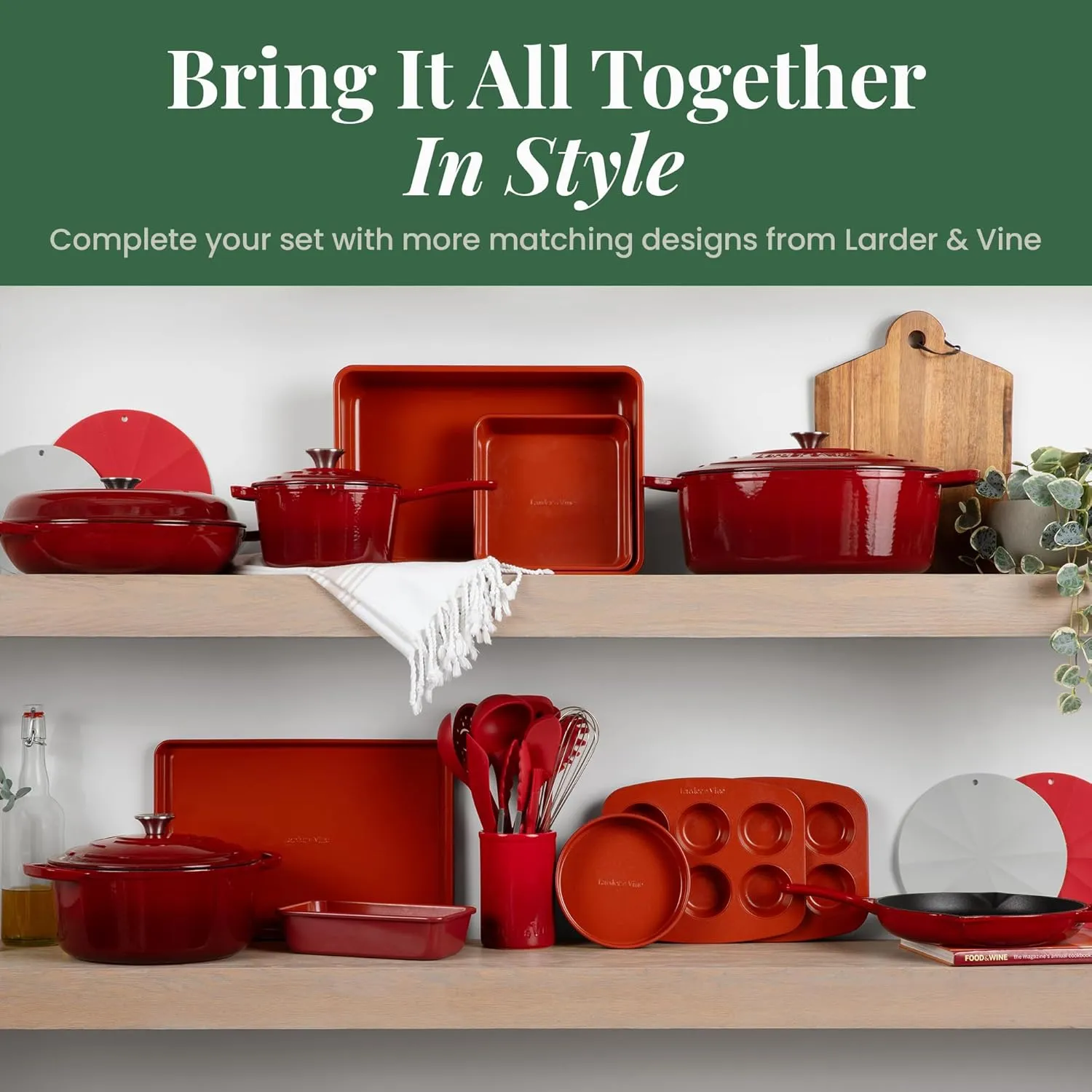 Larder & Vine Silicone Trivets for Hot Pots and Pans | Set of 4 Round Hot Pads for Kitchen | 7” & 9” Trivets for Hot Dishes | Heat-Resistant Silicone Mats for Kitchen Counter | Cabernet