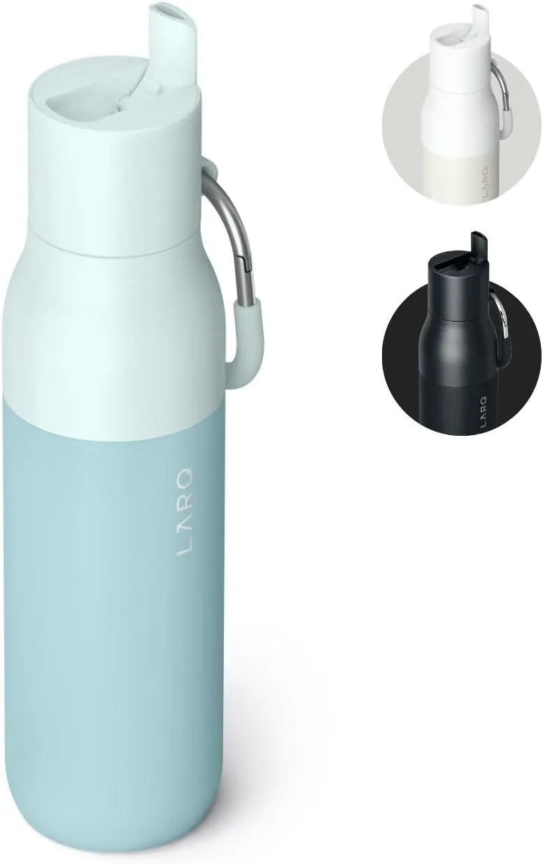 LARQ Bottle Flip Top 25 oz - Insulated Stainless Steel Water Bottle With Straw | Thermos, BPA Free | Reusable Water Bottle for Sports, Gym, and Travel | Keep Drinks Cold for 24 Hours, Seaside Mint