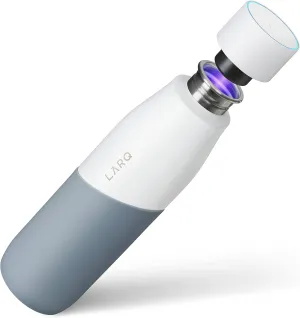 LARQ Bottle Movement PureVis 32 oz - Lightweight Self-Cleaning and Non-Insulated Stainless Steel Water Bottle with UV Water Purifier | Reusable & Travel Friendly, 1-Year Warranty, White/Pebble