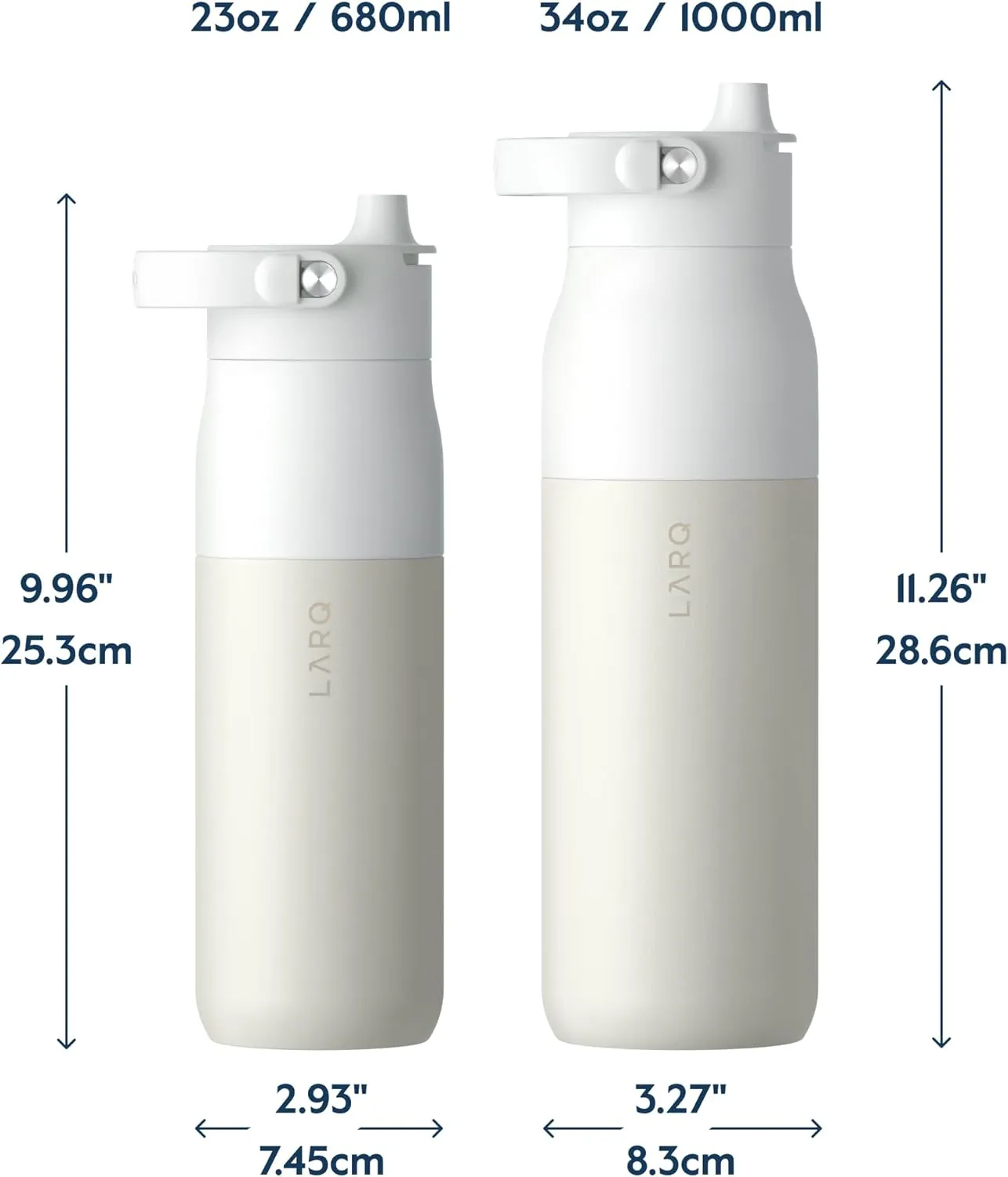 LARQ Bottle Swig Top 23oz - Insulated Wide Mouth Stainless Steel Water Bottle With Built-In Silicone Handle | Thermos, BPA Free | Reusable Water Bottle for Sports, Gym, and Travel, Granite White