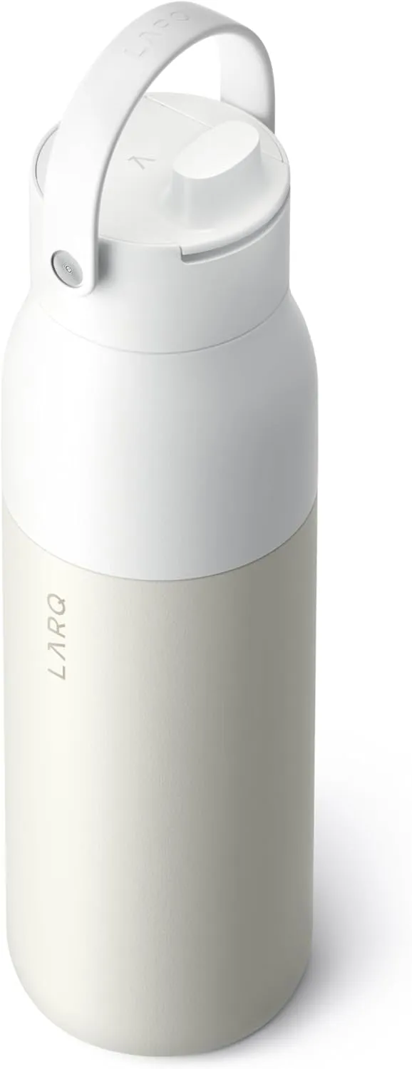 LARQ Bottle Swig Top 23oz - Insulated Wide Mouth Stainless Steel Water Bottle With Built-In Silicone Handle | Thermos, BPA Free | Reusable Water Bottle for Sports, Gym, and Travel, Granite White