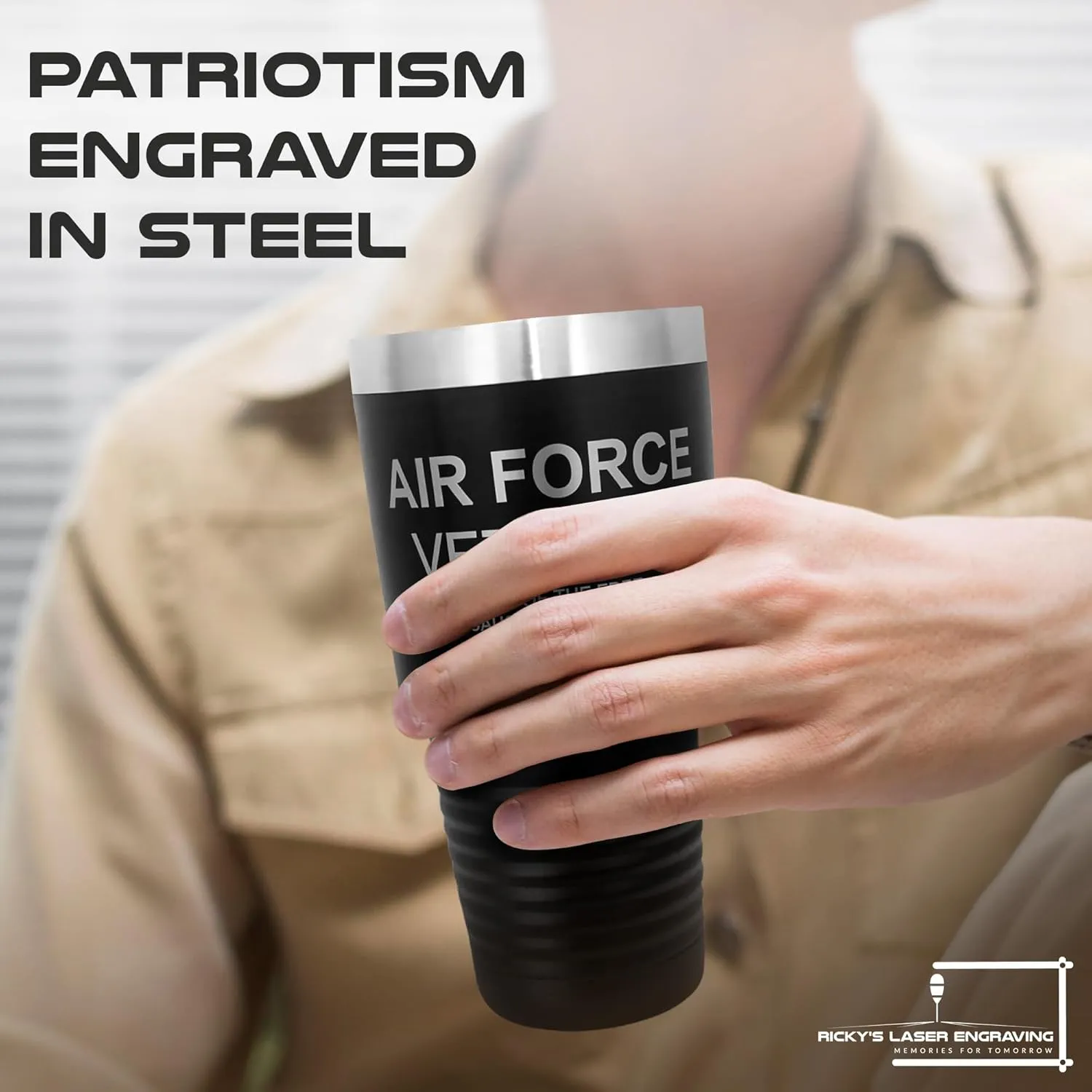 Laser Engraved Air Force Tumbler - Polar Camel 30 Oz Veteran Tumbler with Stainless Steel Straw & Cleaner, Air Force Tumblers for Men Engraved, Veterans Water Bottle for Men & Women Gifts