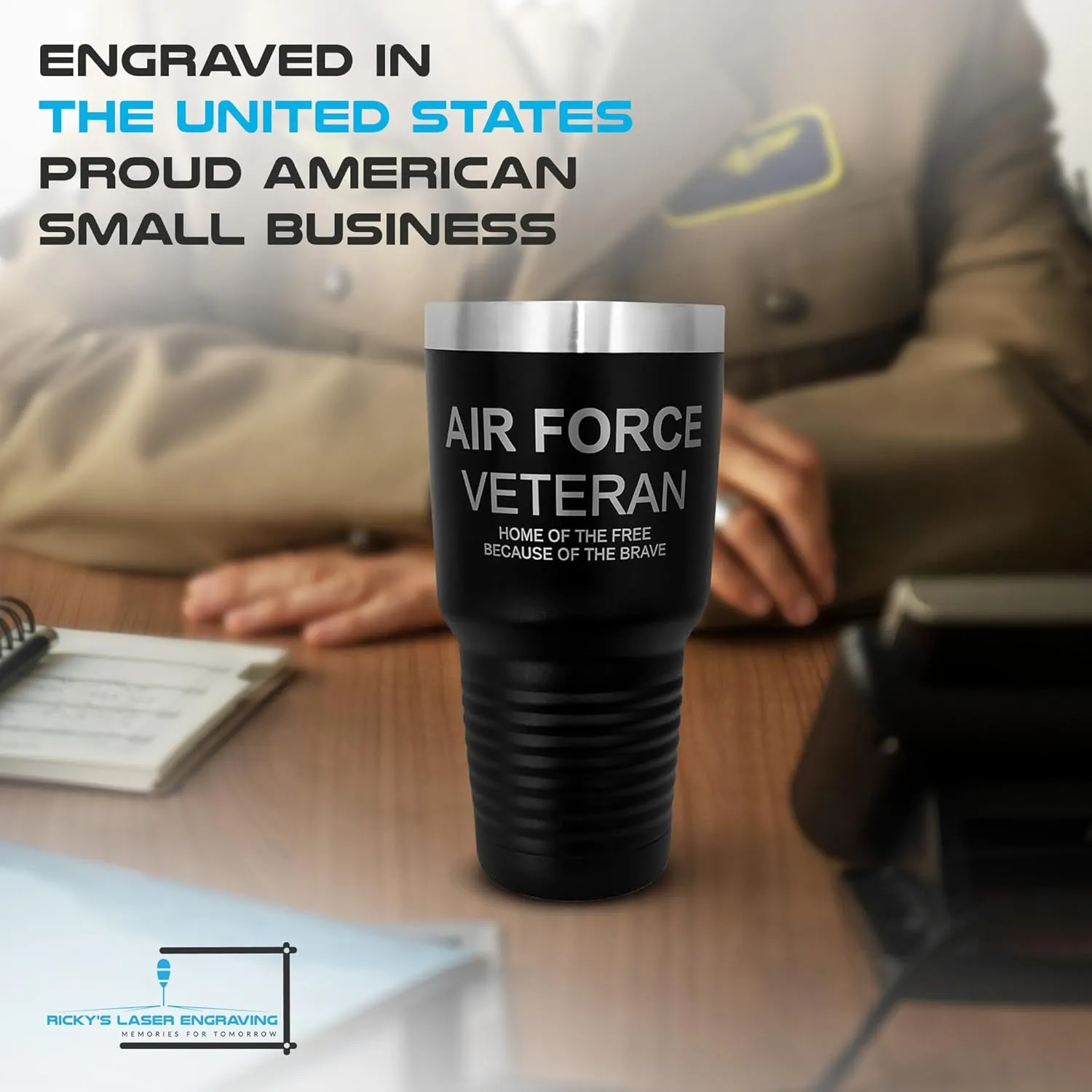 Laser Engraved Air Force Tumbler - Polar Camel 30 Oz Veteran Tumbler with Stainless Steel Straw & Cleaner, Air Force Tumblers for Men Engraved, Veterans Water Bottle for Men & Women Gifts