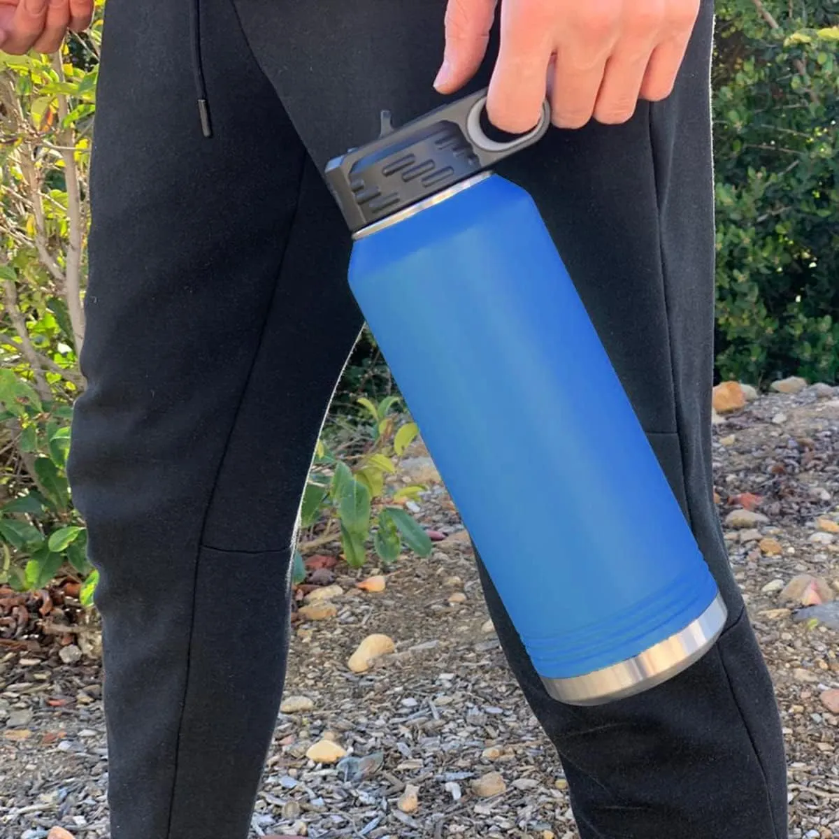 LaserGram Personalized Water Bottle, Grad Cap Class of 2023, 2024, 2025, 2026, 2027, Stainless Steel Double Wall Vacuum Insulated with Flip Top Straw, Custom Engraved Gift (40oz / 1180ml Dark Blue)