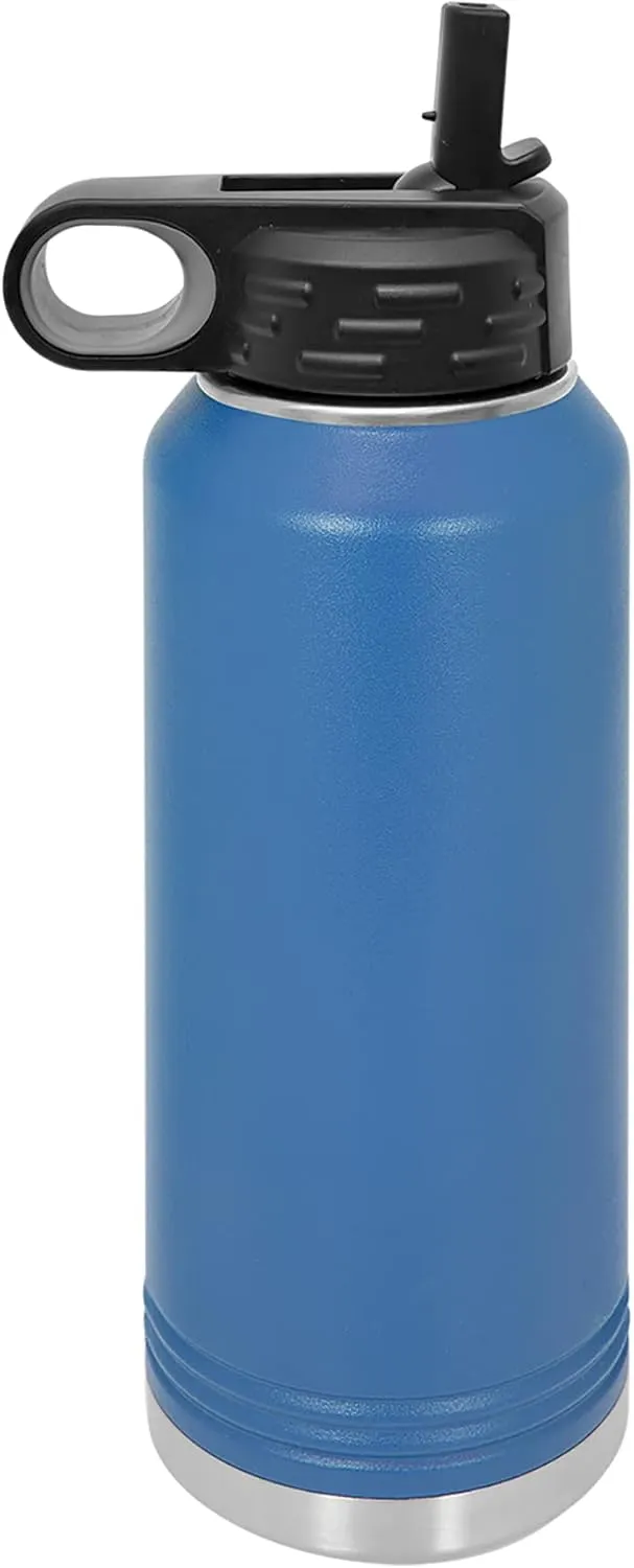 LaserGram Personalized Water Bottle, Grad Cap Class of 2023, 2024, 2025, 2026, 2027, Stainless Steel Double Wall Vacuum Insulated with Flip Top Straw, Custom Engraved Gift (40oz / 1180ml Dark Blue)