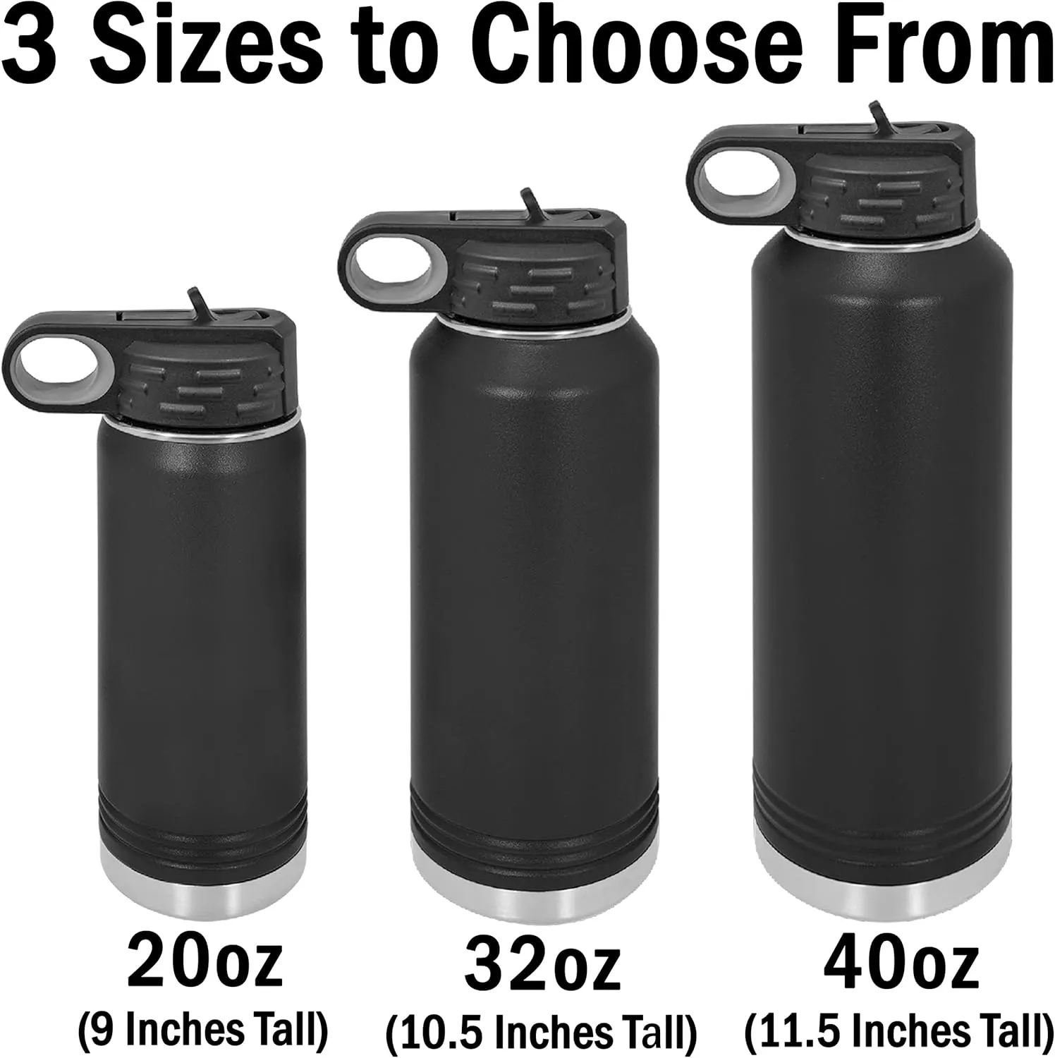 LaserGram Personalized Water Bottle, Grad Cap Class of 2023, 2024, 2025, 2026, 2027, Stainless Steel Double Wall Vacuum Insulated with Flip Top Straw, Custom Engraved Gift (40oz / 1180ml Dark Blue)