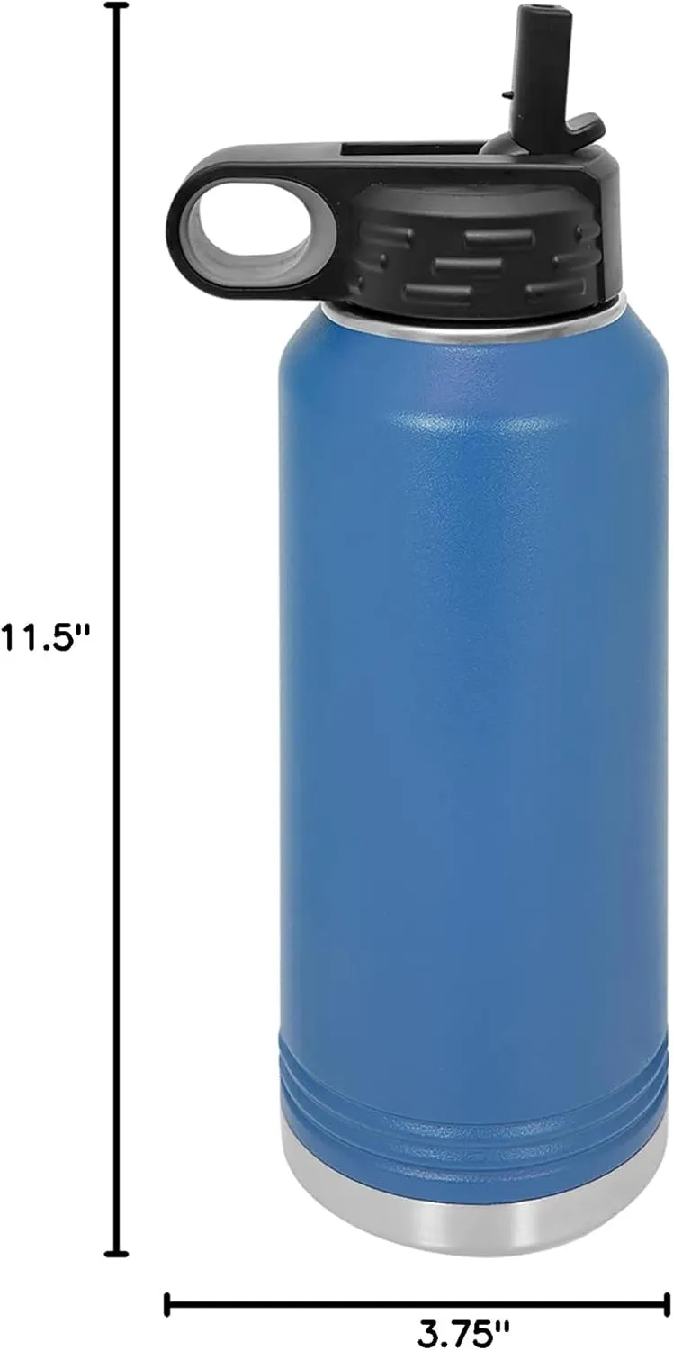LaserGram Personalized Water Bottle, Grad Cap Class of 2023, 2024, 2025, 2026, 2027, Stainless Steel Double Wall Vacuum Insulated with Flip Top Straw, Custom Engraved Gift (40oz / 1180ml Dark Blue)