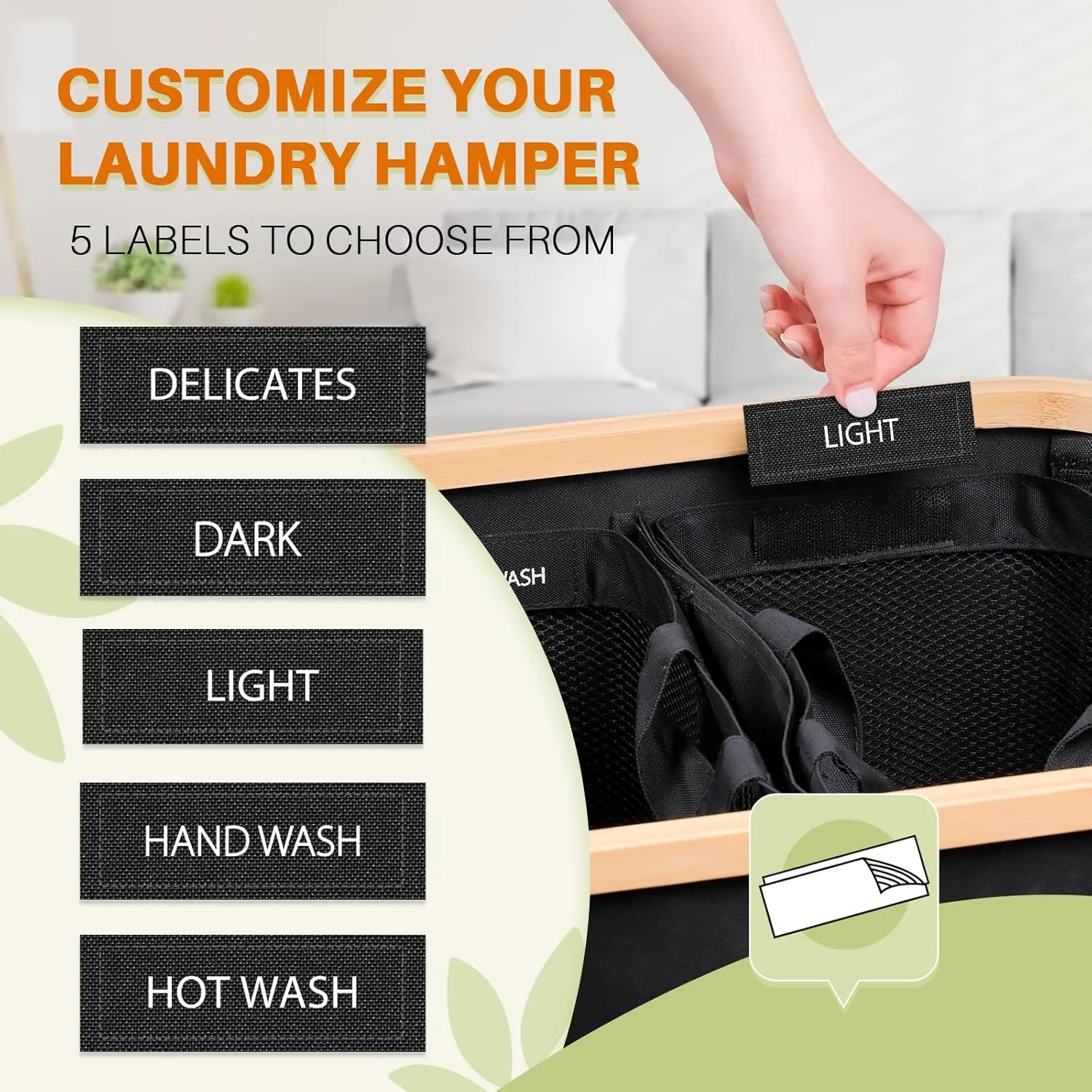 Laundry Hamper 3 Section, 145L Dirty Clothes Hamper with Lid, Extra Large Laundry Basket Organizer with Removable Inner Bags & Labels for Laundry Room, Bedroom, Black