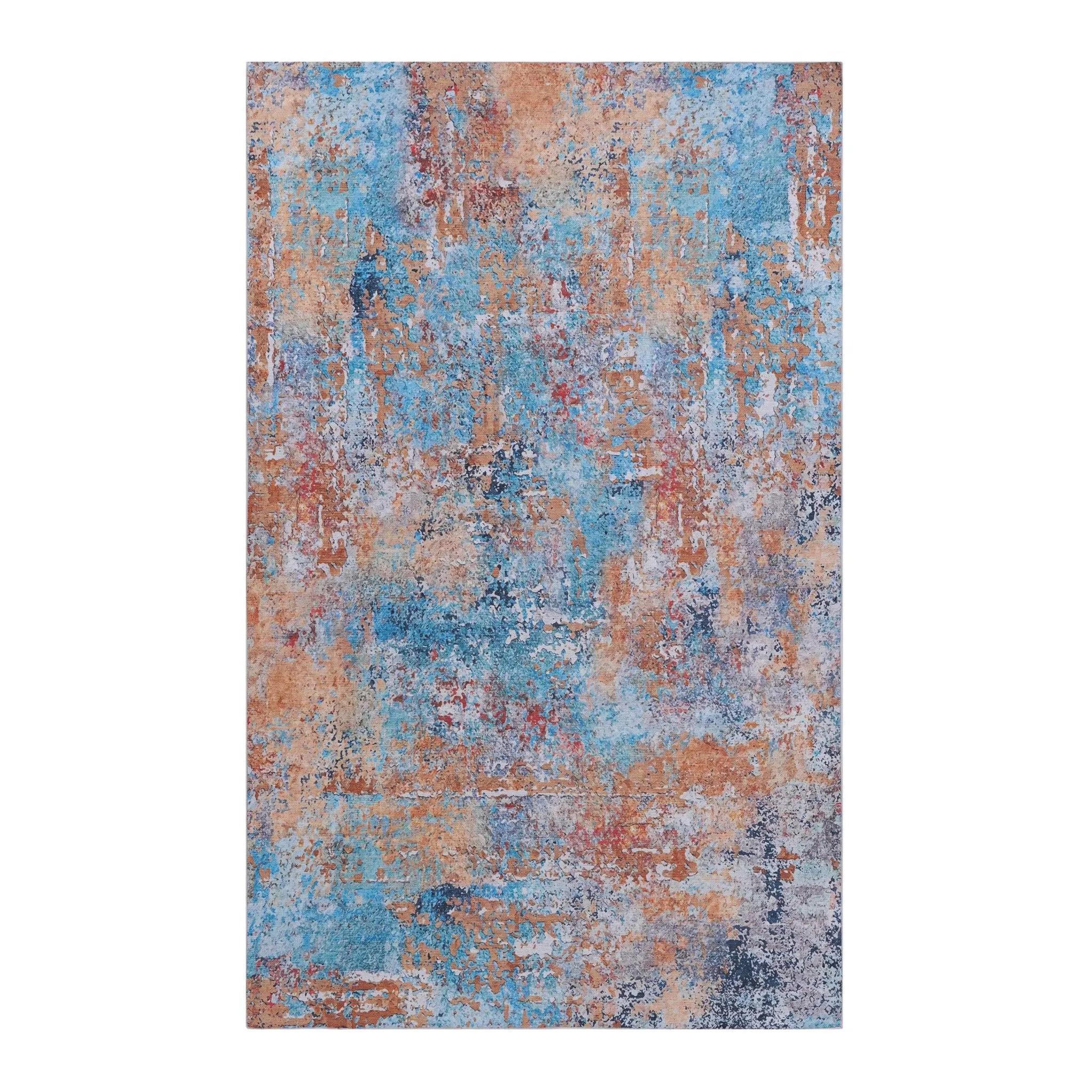 Layla 9' x 12' Multi Color Machine Washable Low-Pile, Non-Slip, Non-Shedding, Foldable, Kid & Pet Friendly Area Rug