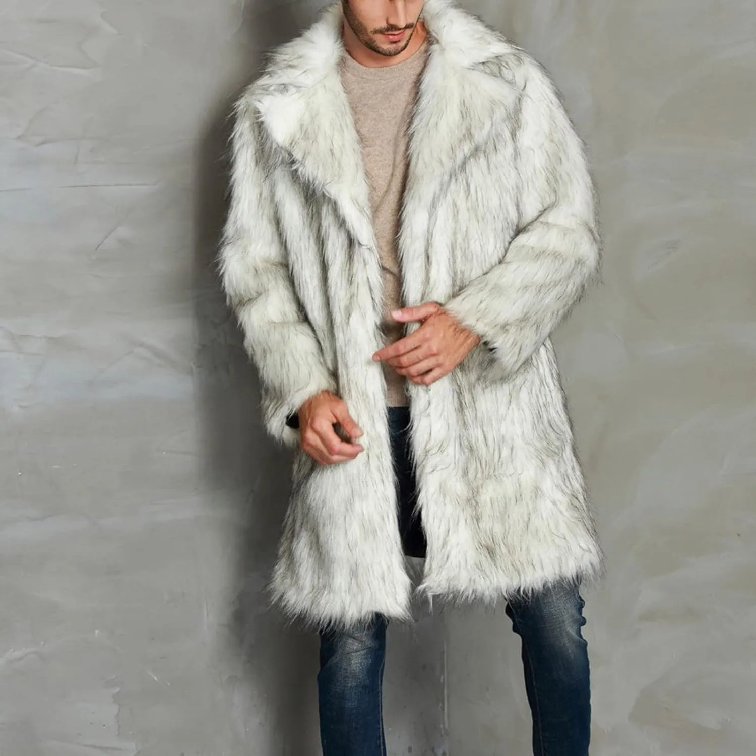 LCMTWX Men's Thick Thermal Winter Jacket Stand Collar Knitted Splice Sweater Coat Casual Cardigan Stylish Outwear Mens