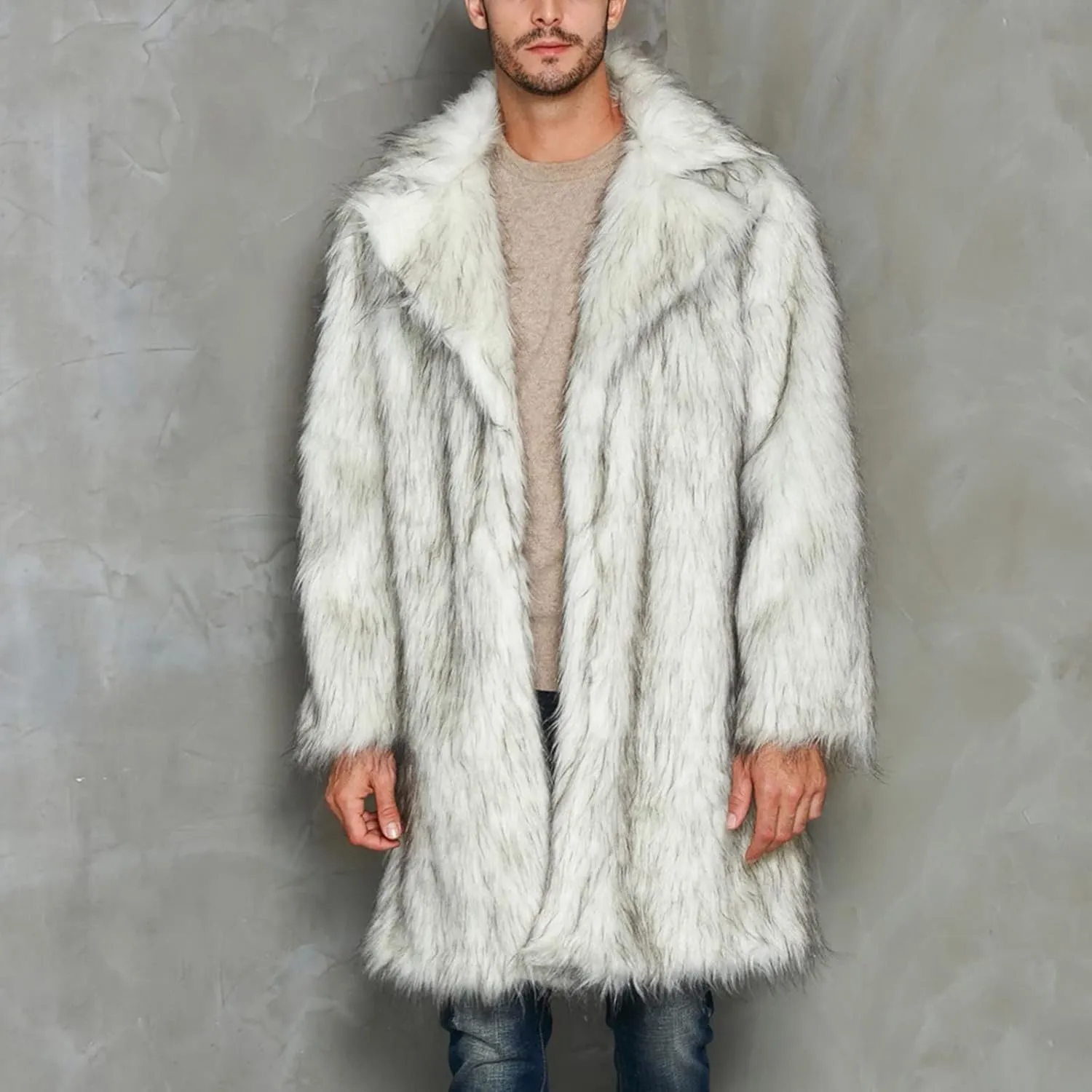 LCMTWX Men's Thick Thermal Winter Jacket Stand Collar Knitted Splice Sweater Coat Casual Cardigan Stylish Outwear Mens