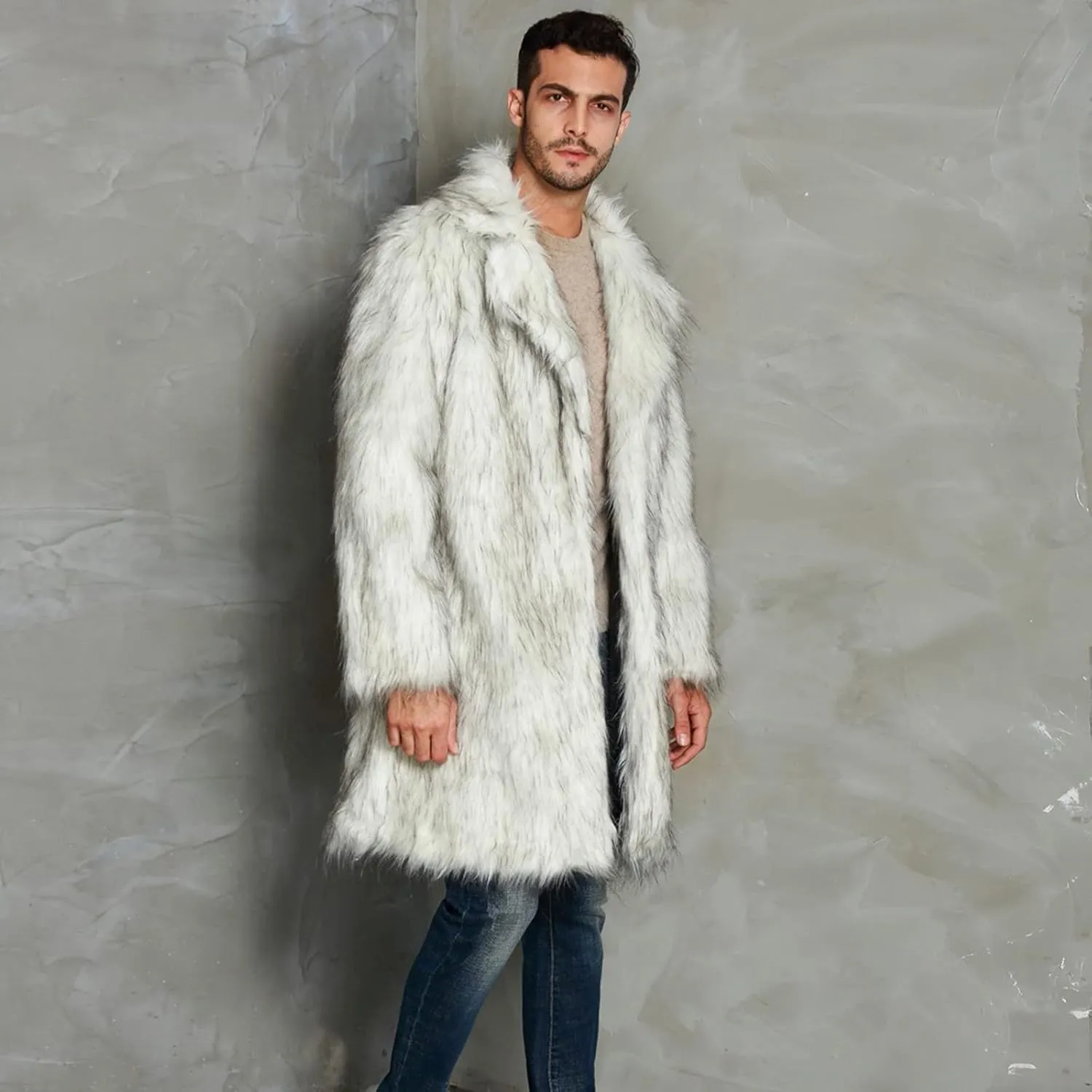 LCMTWX Men's Thick Thermal Winter Jacket Stand Collar Knitted Splice Sweater Coat Casual Cardigan Stylish Outwear Mens