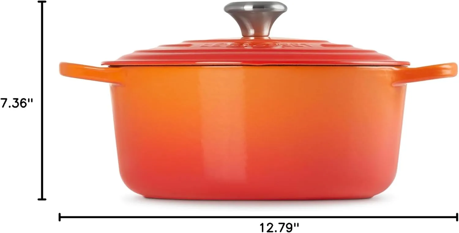 Le Creuset Enameled Cast Iron Signature Round Dutch Oven with Lid, 5.5 Quart, Flame