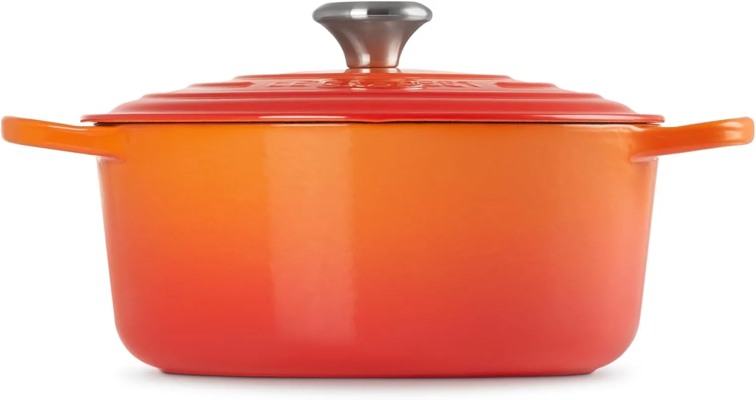 Le Creuset Enameled Cast Iron Signature Round Dutch Oven with Lid, 5.5 Quart, Flame