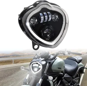 LED Headlights for Kawasaki Vulcan 650 15-25, Projector LED Headlamp Front Lights with High Low bean DRL Halo Ring lights for Kawasaki Vulcan S 650 EN650 2015-2025, Replace #YGJM-0031