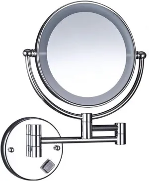 LED Makeup Vanity Mirror, Two-Sided Wall Mounted Beauty Mirror 3X Magnification Extendable Bathroom Mirror 360° Swivel Cosmetic Mirror Hardwired Conn