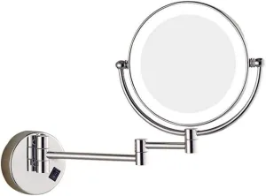 LED Makeup Vanity Mirror,Two-Sided Wall Mounted Beauty Mirror 3X Magnification Bathroom Mirror 360°Swivel Extendable Cosmetic Mirror 8inch,Chrome