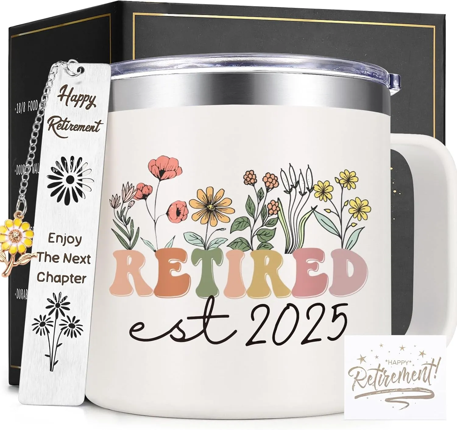Lifecapido Retirement Gift for Woman, Retirement Gifts for Women 2025, Retirement 14oz Insulated Coffee Mug, Retired Gifts Birthday Gifts Christmas Gifts for Women Mom Grandma Teacher Nurse Coworkers