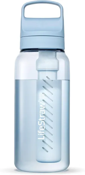 LifeStraw Go Series – BPA-Free Water Filter Bottle for Travel and Everyday use removes Bacteria, parasites and microplastics, Improves Taste, 1L Icelandic Blue