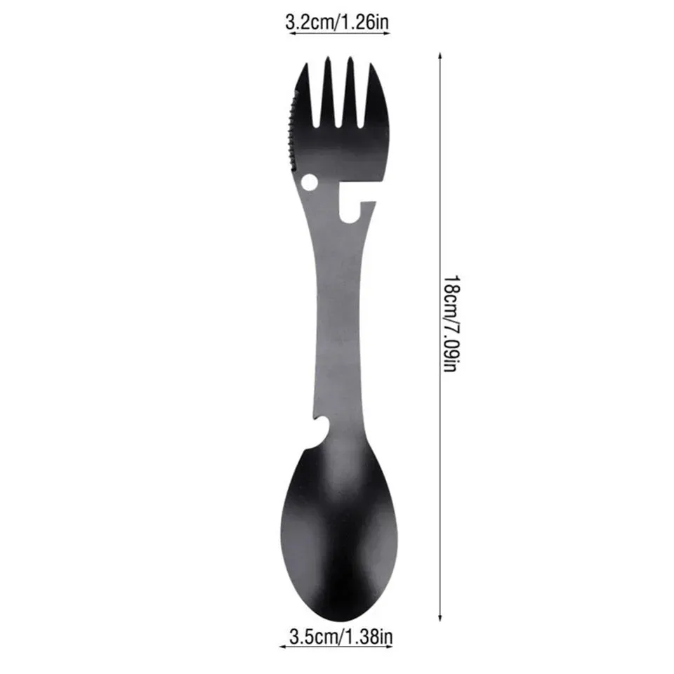 LISM 5-in-1 Camping Tableware Multi-Tool – Portable Stainless Steel Outdoor Eating Utensil