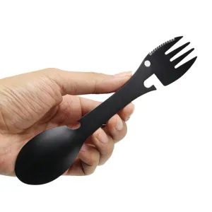 LISM 5-in-1 Camping Tableware Multi-Tool – Portable Stainless Steel Outdoor Eating Utensil