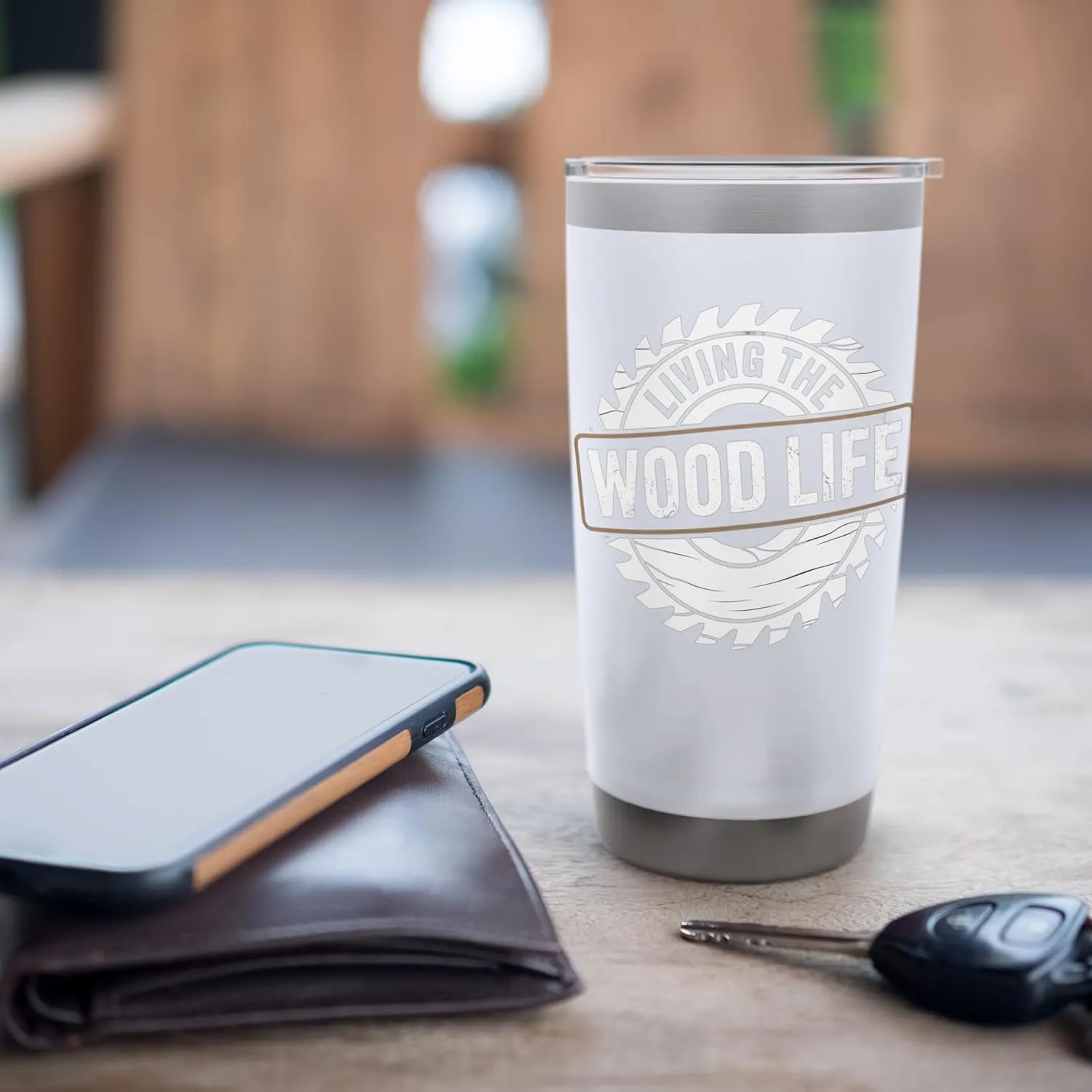 Living The Wood Life Woodworker Wood Carving Woodworking Stainless Steel Insulated Tumbler